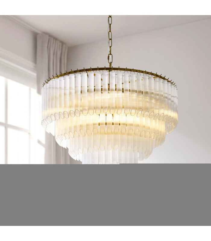 Montpellier Pendant Light Brushed Aged Brass Clear Ribbed Glass-4