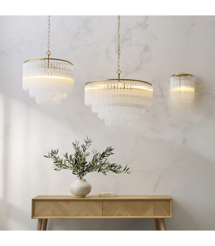 Montpellier Pendant Light Brushed Aged Brass Clear Ribbed Glass-8