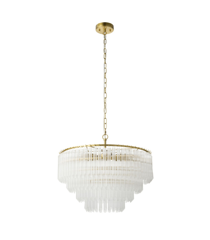 Montpellier Pendant Light Brushed Aged Brass Clear Ribbed Glass-10