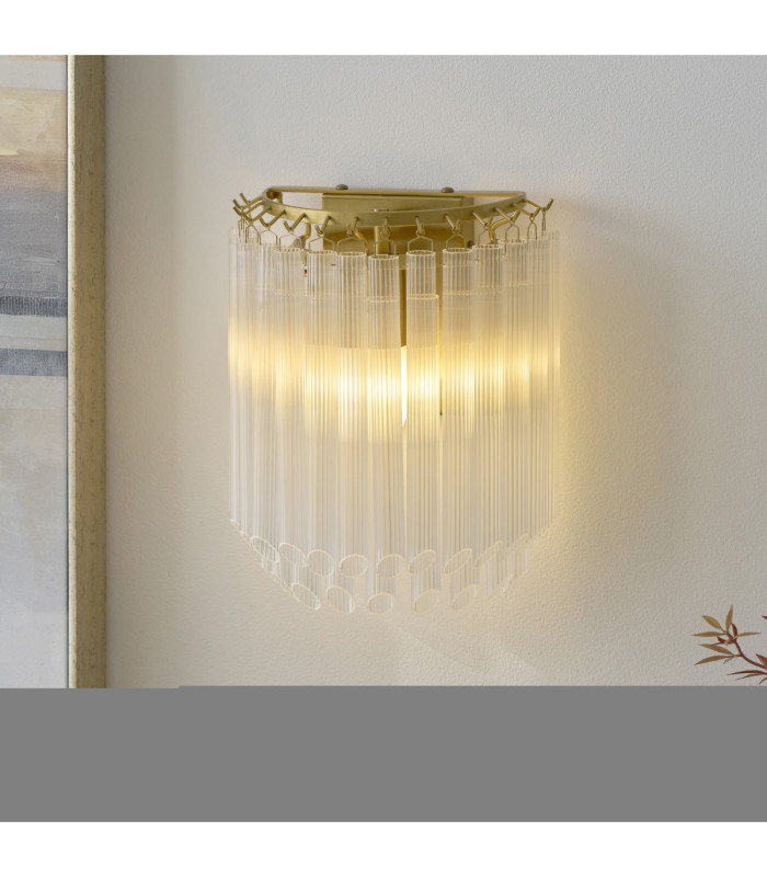 Montpellier Wall Lamp Brushed Aged Brass Clear Ribbed Glass-4