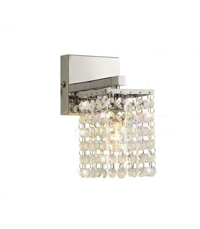 Wall Lamp, 1 x G9, IP44, Polished Chrome, Crystal - 1