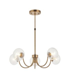 Hague Multi Arm Pendant Light Antique Brass Clear Spiral Glass-1