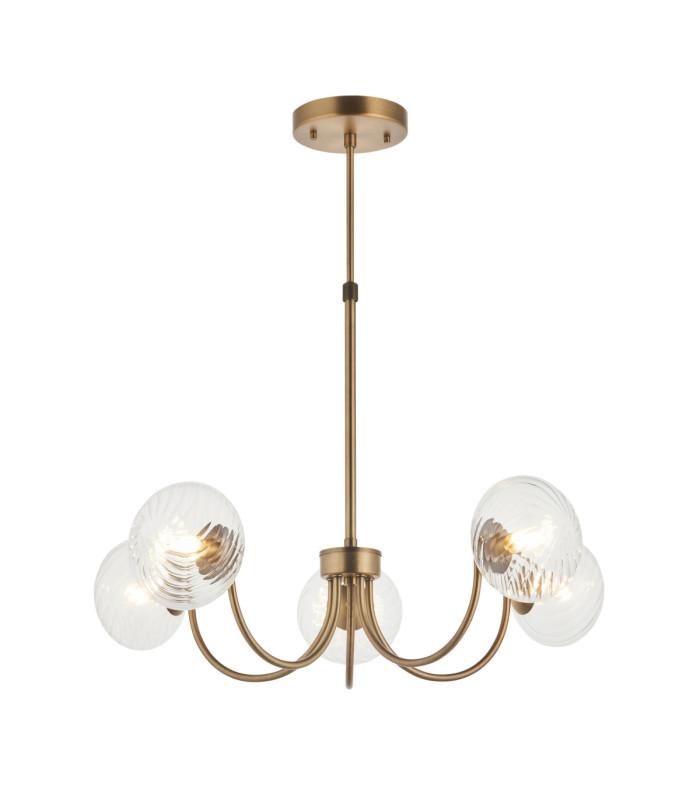 Hague Multi Arm Pendant Light Antique Brass Clear Spiral Glass-1