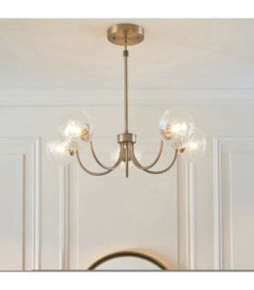 Hague Multi Arm Pendant Light Antique Brass Clear Spiral Glass-2