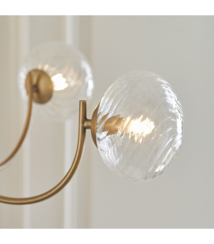 Hague Multi Arm Pendant Light Antique Brass Clear Spiral Glass-7