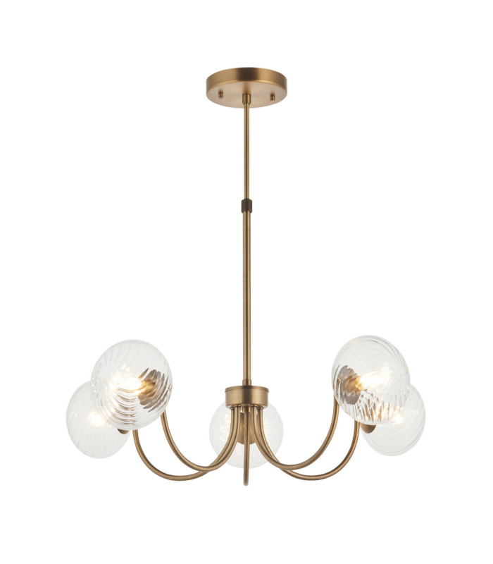 Hague Multi Arm Pendant Light Antique Brass Clear Spiral Glass-8