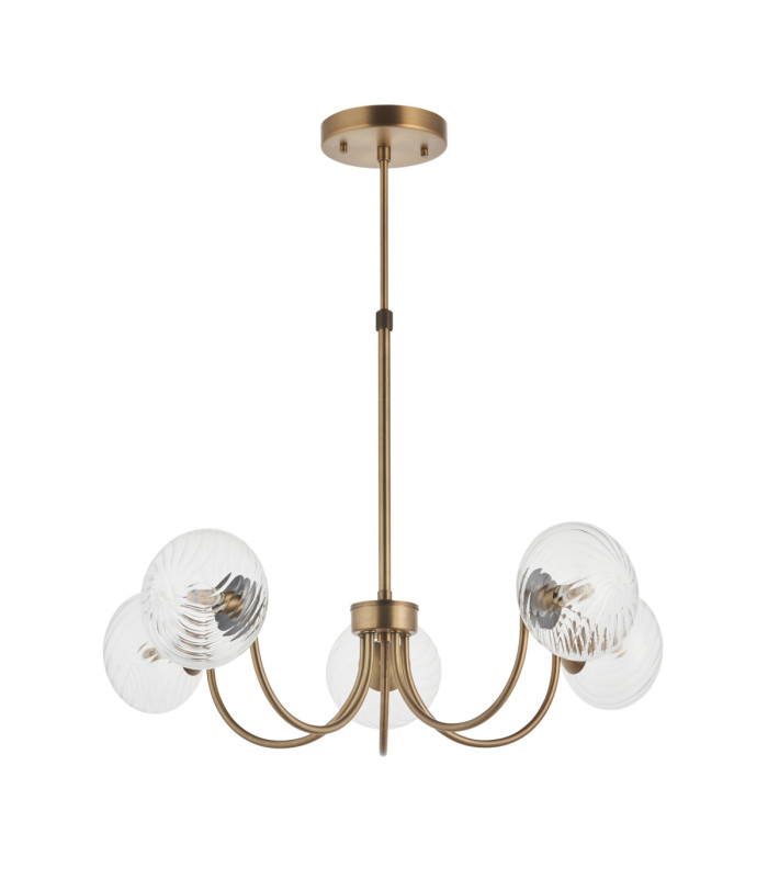 Hague Multi Arm Pendant Light Antique Brass Clear Spiral Glass-9