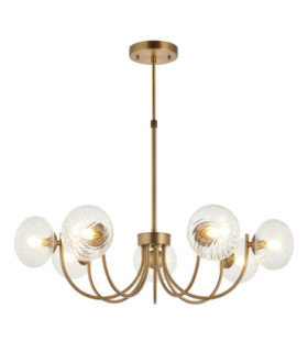 Hague Multi Arm Pendant Light Antique Brass Clear Spiral Glass-1