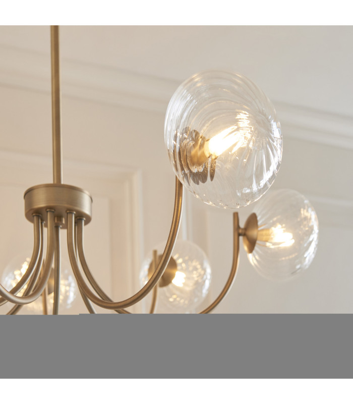 Hague Multi Arm Pendant Light Antique Brass Clear Spiral Glass-7