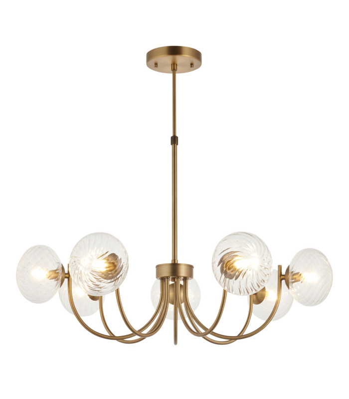 Hague Multi Arm Pendant Light Antique Brass Clear Spiral Glass-8