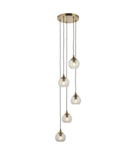 Allegra Cluster Pendant Light Antique Brass Clear Spiral Glass-1