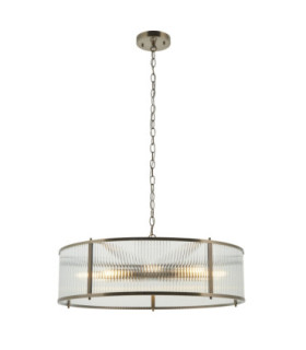 Ridgeton Cylindrical Pendant Light Antique Brass Clear Ribbed Glass-1