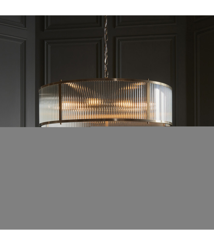 Ridgeton Cylindrical Pendant Light Antique Brass Clear Ribbed Glass-3