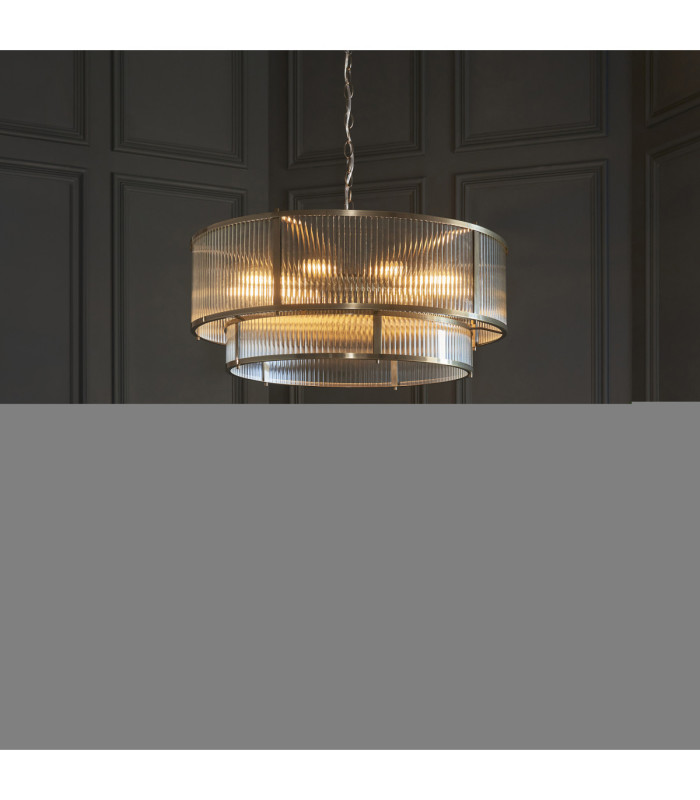 Ridgeton Cylindrical Pendant Light Antique Brass Clear Ribbed Glass-3