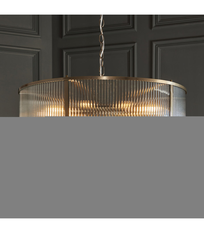 Ridgeton Cylindrical Pendant Light Antique Brass Clear Ribbed Glass-4