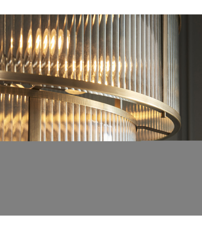 Ridgeton Cylindrical Pendant Light Antique Brass Clear Ribbed Glass-5