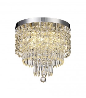 Semi Flush Ceiling Light, 4 x G9, IP44, Polished Chrome, Crystal - 1