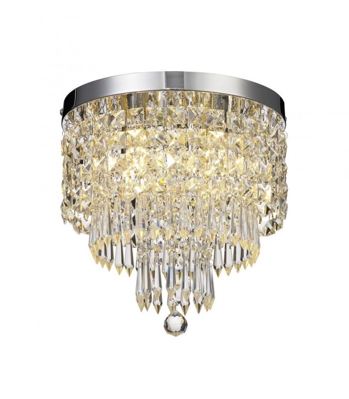 Semi Flush Ceiling Light, 4 x G9, IP44, Polished Chrome, Crystal - 1