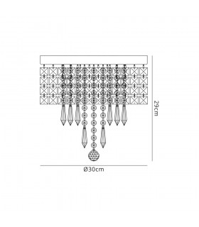 Semi Flush Ceiling Light, 4 x G9, IP44, Polished Chrome, Crystal - 2