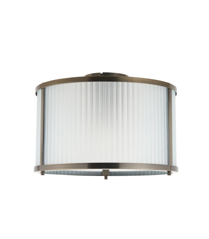 Ridgeton Cylindrical Ceiling Light Antique Brass Frosted Ribbed Glass-9
