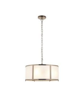 Ridgeton Cylindrical Pendant Light Antique Brass Frosted Ribbed Glass-1