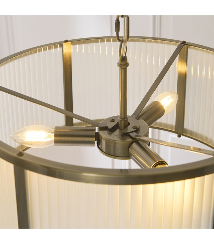 Ridgeton Cylindrical Pendant Light Antique Brass Frosted Ribbed Glass-6