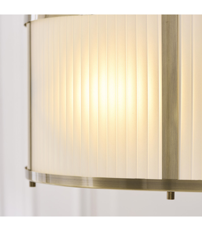 Ridgeton Cylindrical Pendant Light Antique Brass Frosted Ribbed Glass-7