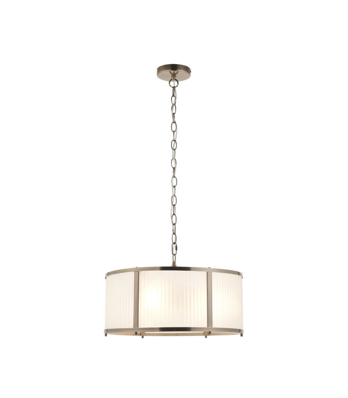 Ridgeton Cylindrical Pendant Light Antique Brass Frosted Ribbed Glass-9