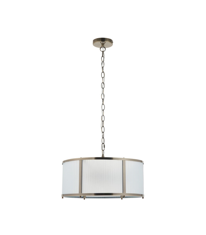 Ridgeton Cylindrical Pendant Light Antique Brass Frosted Ribbed Glass-10