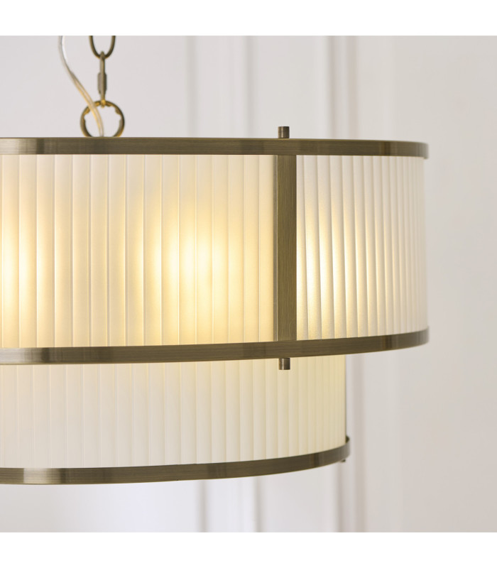 Ridgeton Cylindrical Pendant Light Antique Brass Frosted Ribbed Glass-5