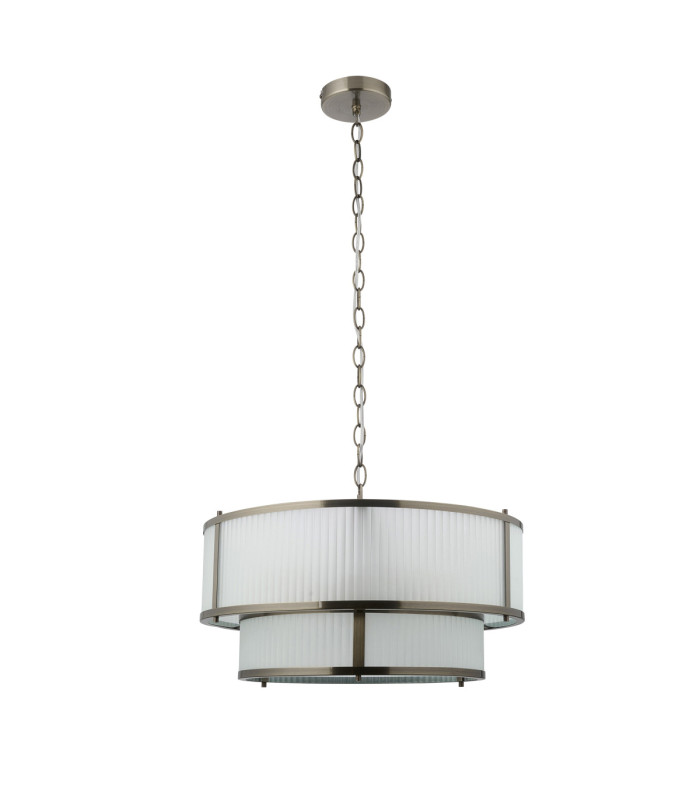 Ridgeton Cylindrical Pendant Light Antique Brass Frosted Ribbed Glass-10