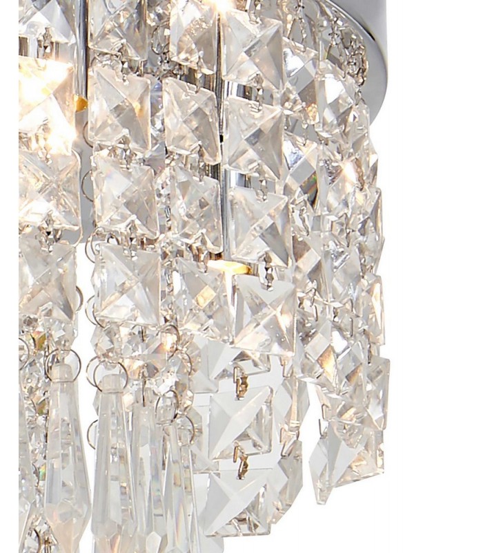 Semi Flush Ceiling Light, 4 x G9, IP44, Polished Chrome, Crystal - 7