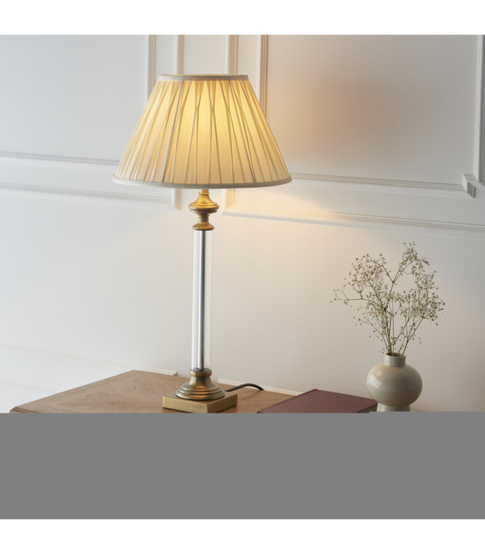 Avebury & Avalon 31cm Table Lamp Antique Brass Natural Faux Linen-2