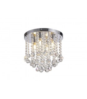 Semi Flush Ceiling Light, 4 x G9, IP44, Polished Chrome, Crystal - 1