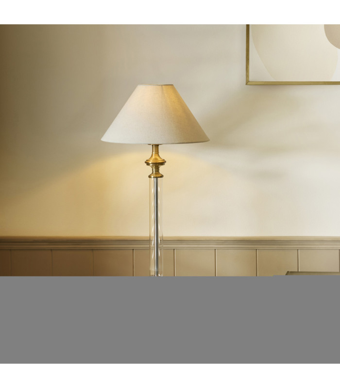 Avebury & Avalon 31cm Table Lamp Antique Brass Natural Faux Linen-3