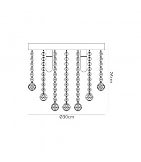 Semi Flush Ceiling Light, 4 x G9, IP44, Polished Chrome, Crystal - 2