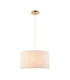Noah Cylindrical Pendant Light Cream Cotton Brushed Brass-1