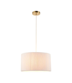 Noah Cylindrical Pendant Light Cream Cotton Brushed Brass-1
