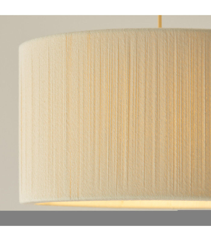 Noah Cylindrical Pendant Light Cream Cotton Brushed Brass-5