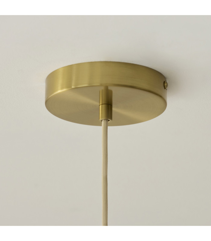 Noah Cylindrical Pendant Light Cream Cotton Brushed Brass-7