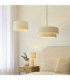 Noah Cylindrical Pendant Light Cream Cotton Brushed Brass-8