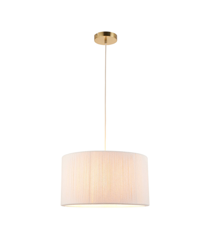 Noah Cylindrical Pendant Light Cream Cotton Brushed Brass-9