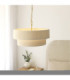 Noah Cylindrical Pendant Light Cream Cotton Brushed Brass-3