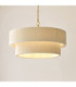 Noah Cylindrical Pendant Light Cream Cotton Brushed Brass-4