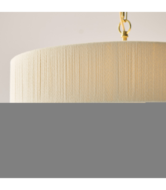Noah Cylindrical Pendant Light Cream Cotton Brushed Brass-5