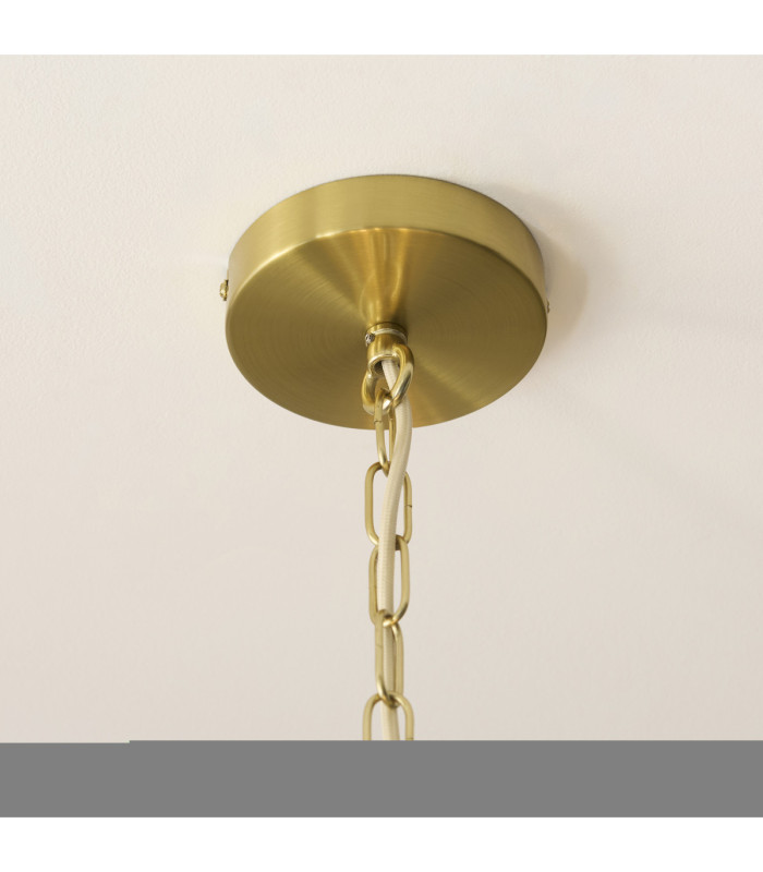 Noah Cylindrical Pendant Light Cream Cotton Brushed Brass-7