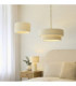 Noah Cylindrical Pendant Light Cream Cotton Brushed Brass-8