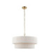Noah Cylindrical Pendant Light Cream Cotton Brushed Brass-10
