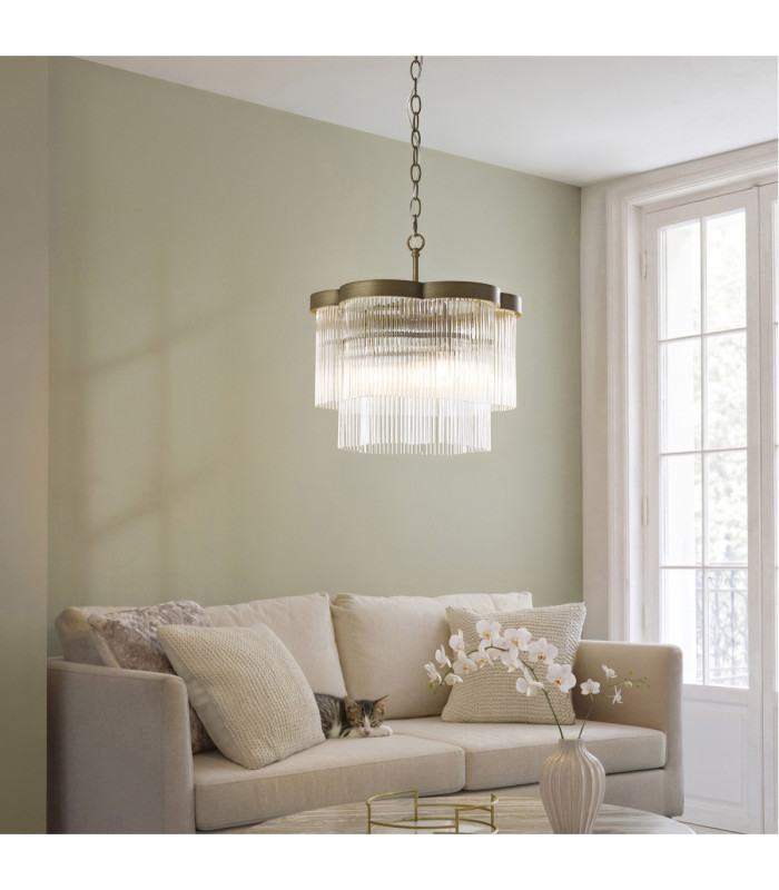 Lucille Pendant Light Antique Brass Clear Glass-2