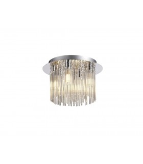 Semi Flush Ceiling Light, 4 x G9, IP44, Polished Chrome, Clear Glass - 1